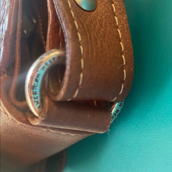 American West Western Cowgirl Brown Leather Embossed Shoulder Bag - Picture 5 of 11